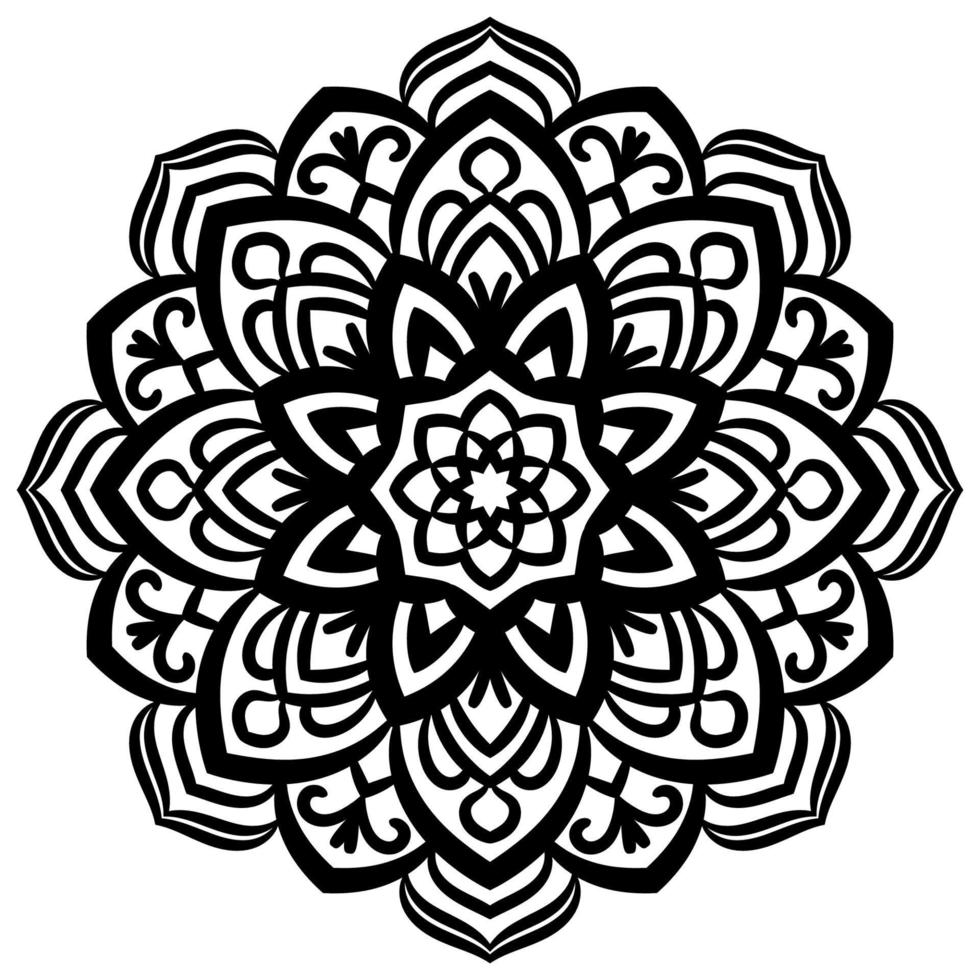 mandala de contour. fleur de doodle rond ornemental isolé sur fond blanc. élément de cercle géométrique. vecteur