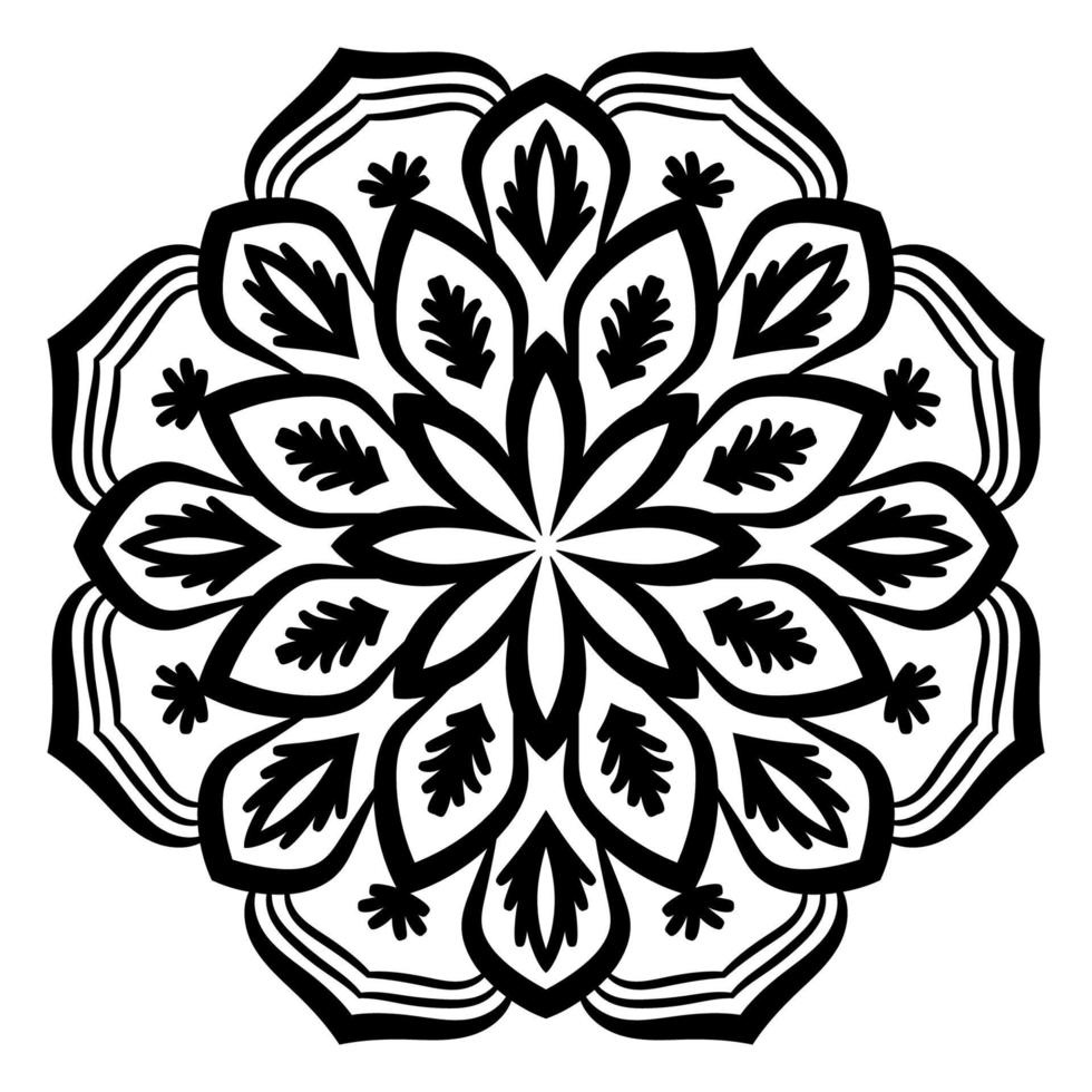 mandala de contour. fleur de doodle rond ornemental isolé sur fond blanc. élément de cercle géométrique. vecteur