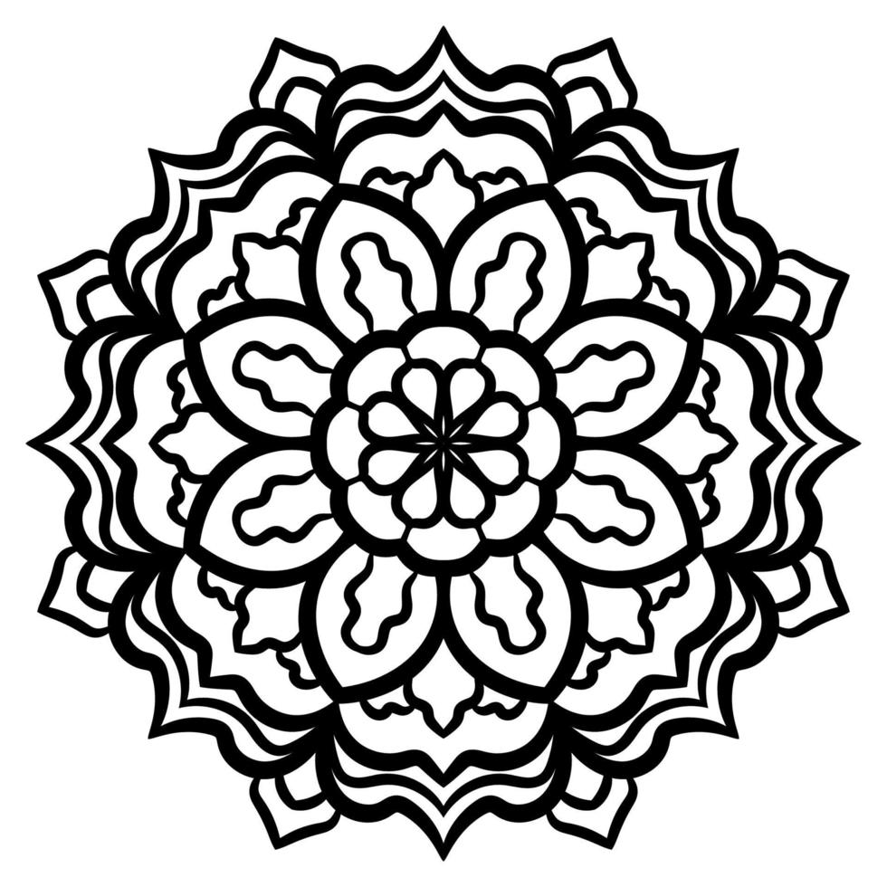 mandala de contour. fleur de doodle rond ornemental isolé sur fond blanc. élément de cercle géométrique. vecteur