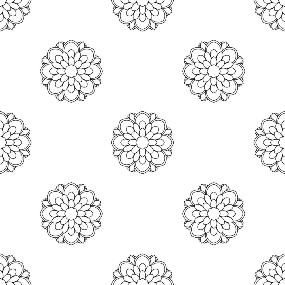 modèle sans couture fantaisie avec mandala ornemental. fond de fleur de doodle rond abstrait. cercle géométrique floral. illustration vectorielle. vecteur
