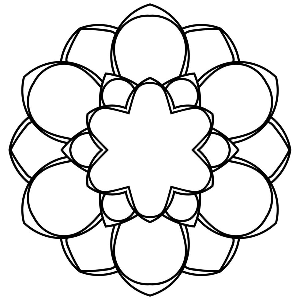 mandala de contour. fleur de doodle rond ornemental isolé sur fond blanc. élément de cercle géométrique. vecteur