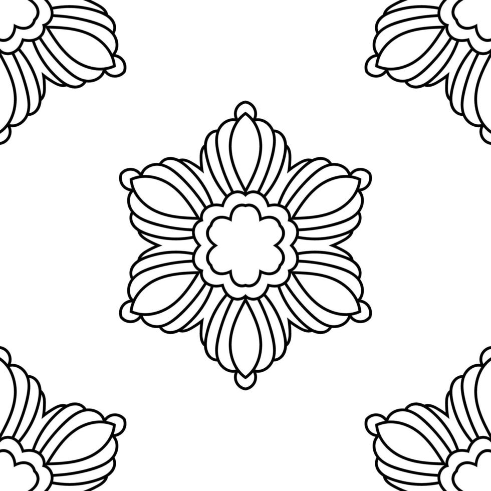 modèle sans couture fantaisie avec mandala ornemental. fond de fleur de doodle rond abstrait. cercle géométrique floral. vecteur