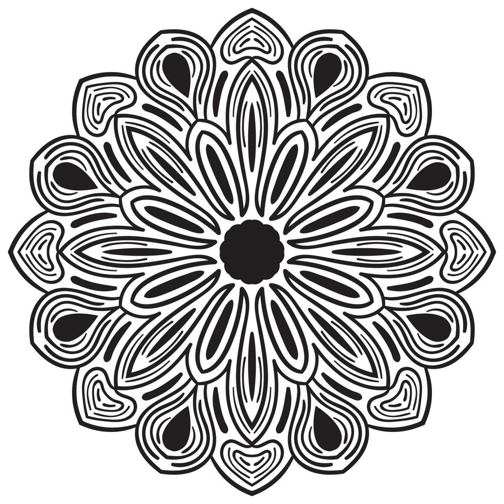 mandala de contour. fleur de doodle rond ornemental isolé sur fond blanc. élément de cercle géométrique. vecteur