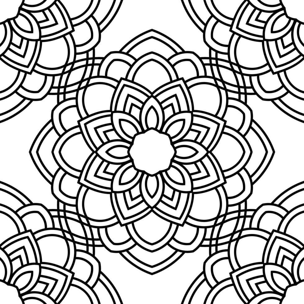 modèle sans couture fantaisie avec mandala ornemental. fond de fleur de doodle rond abstrait. cercle géométrique floral. vecteur