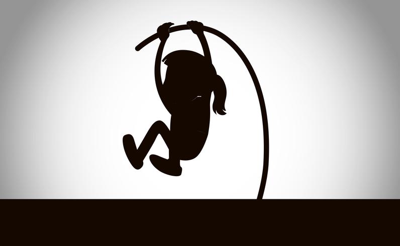 silhouette d&#39;une fille saut à la perche vecteur