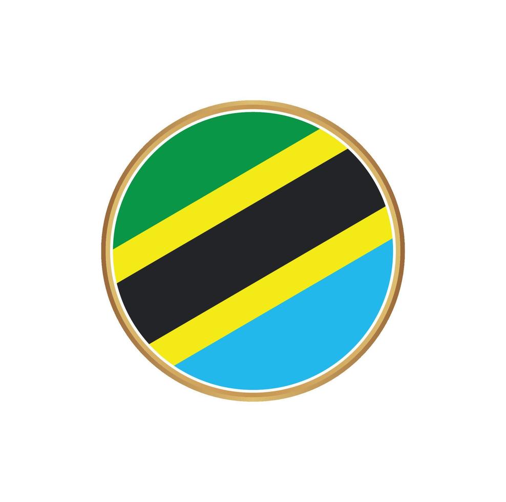 drapeau tanzanie avec cadre doré vecteur