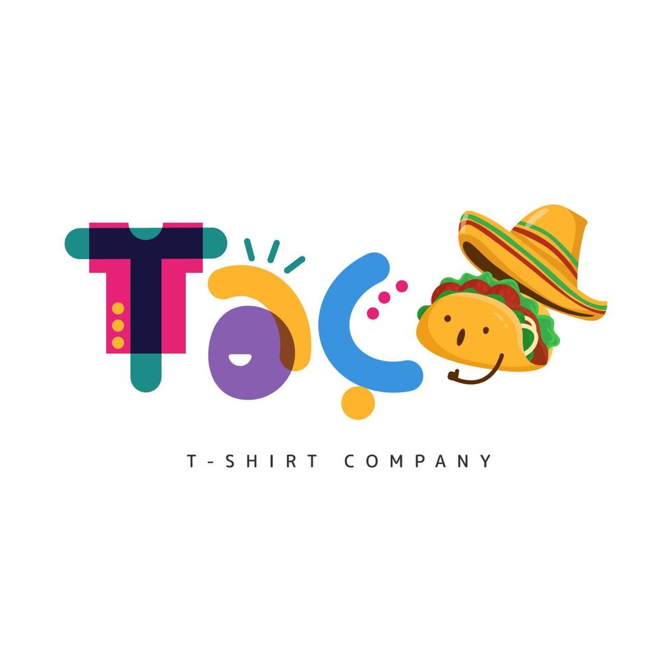 inspiration de conception de logo taco drôle et coloré vecteur