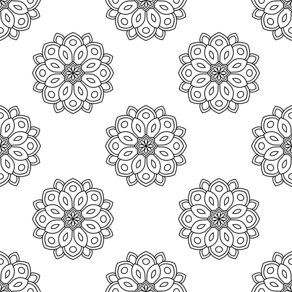 modèle sans couture fantaisie avec mandala ornemental. fond de fleur de doodle rond abstrait. cercle géométrique floral. vecteur