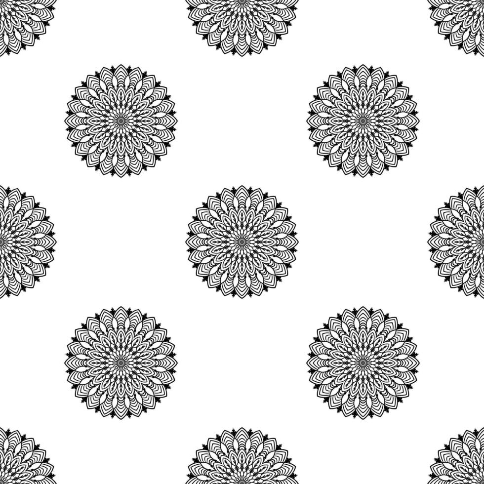 modèle sans couture fantaisie avec mandala ornemental. fond de fleur de doodle rond abstrait. cercle géométrique floral. vecteur