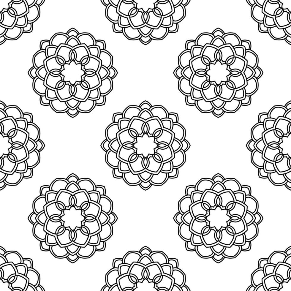 modèle sans couture fantaisie avec mandala ornemental. fond de fleur de doodle rond abstrait. cercle géométrique floral. vecteur