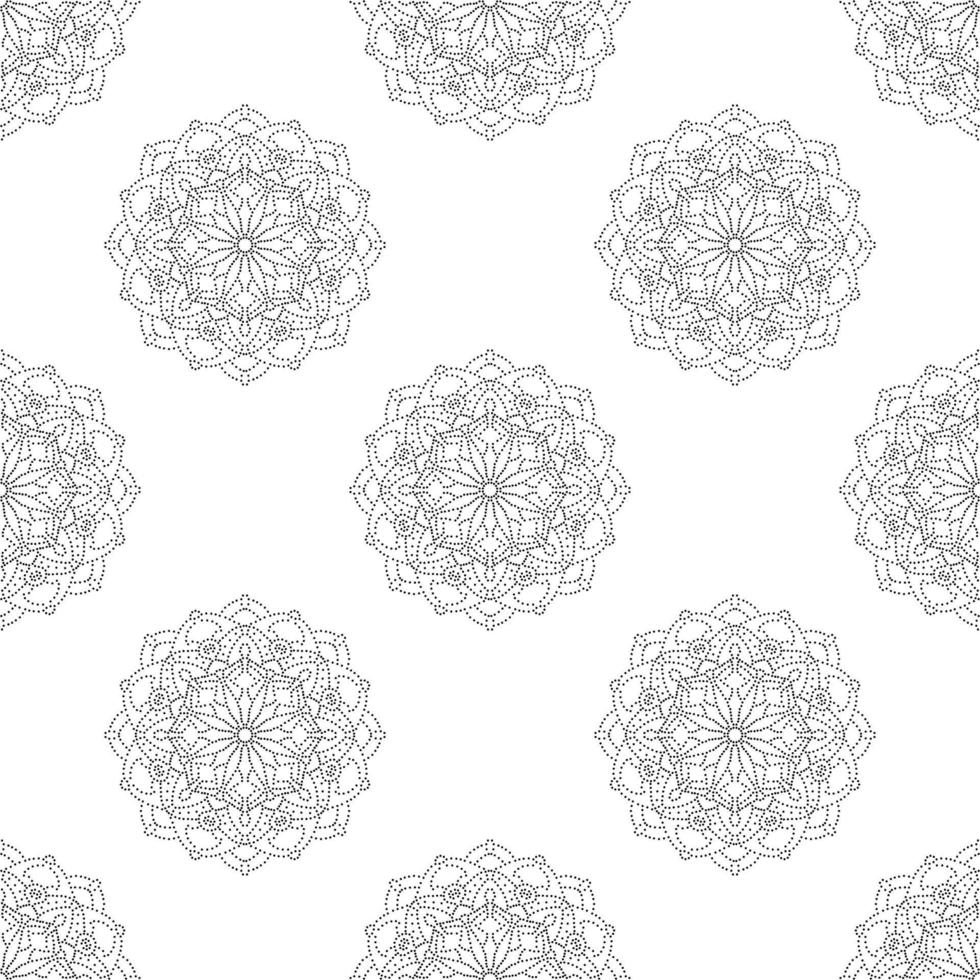 modèle sans couture fantaisie avec mandala ornemental. fond de fleur de doodle rond abstrait. cercle géométrique floral. vecteur