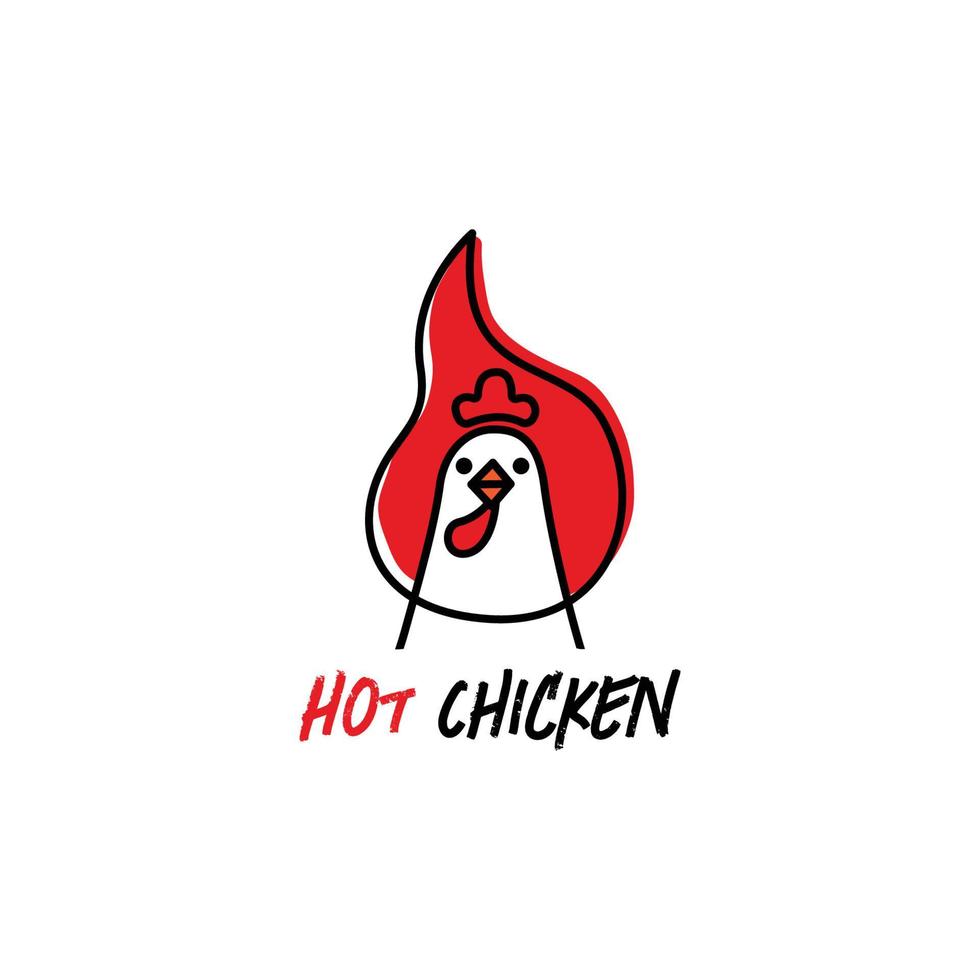 poulet au feu, concept de logo de poulet épicé pour restaurant vecteur