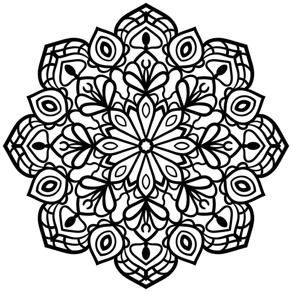 mandala de contour. fleur de doodle rond ornemental isolé sur fond blanc. élément de cercle géométrique. vecteur