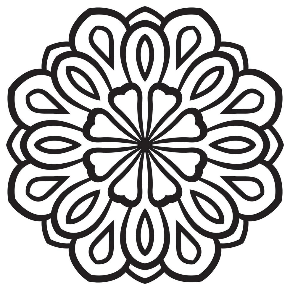 mandala de contour. fleur de doodle rond ornemental isolé sur fond blanc. élément de cercle géométrique. vecteur