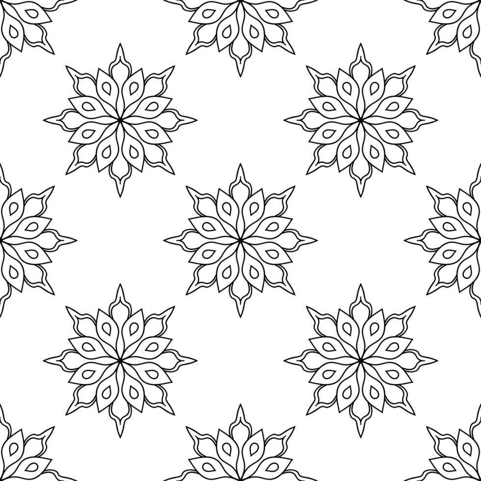 modèle sans couture fantaisie avec mandala ornemental. fond de fleur de doodle rond abstrait. cercle géométrique floral. vecteur