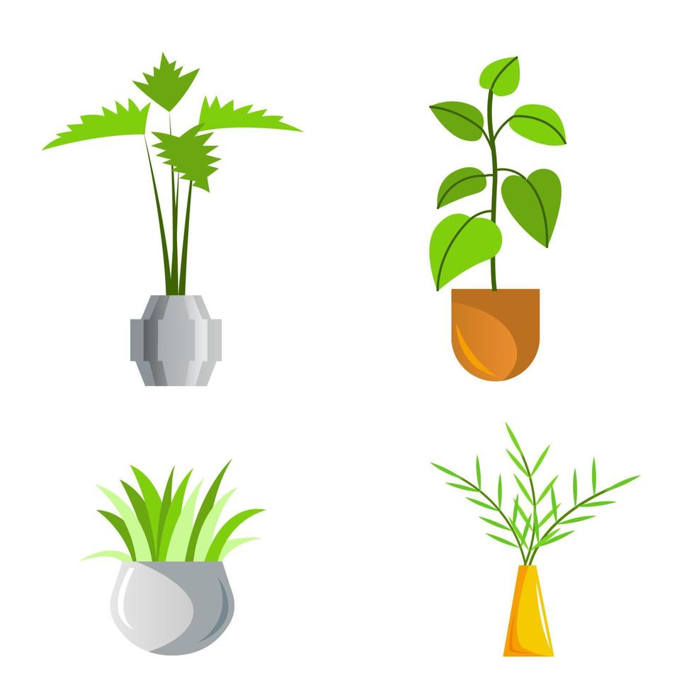 clipart de plante en pot avec dessin animé vecteur