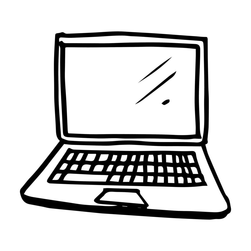 illustration de cahier doodle dessiné à la main. vecteur d'illustration d'ordinateur portable de croquis isolé sur fond blanc