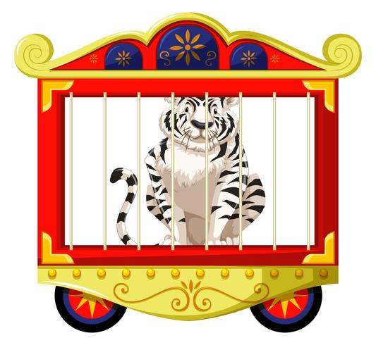 Tigre blanc dans une cage de cirque vecteur