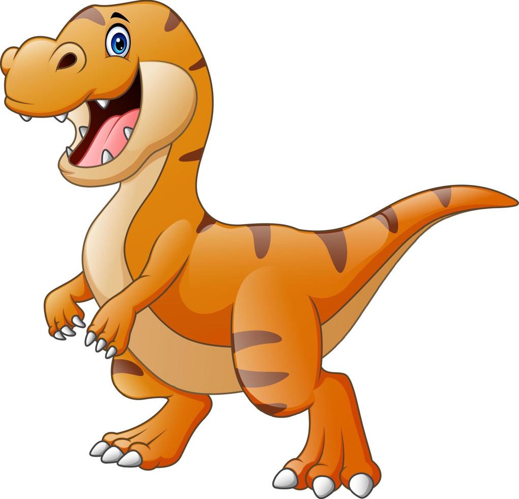 dessin animé un tyrannosaure de dinosaure heureux vecteur