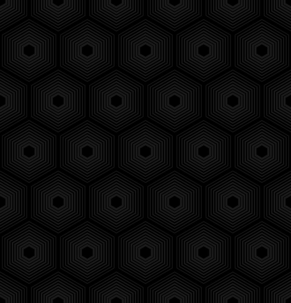 fond noir avec des hexagones vectoriels gris vecteur