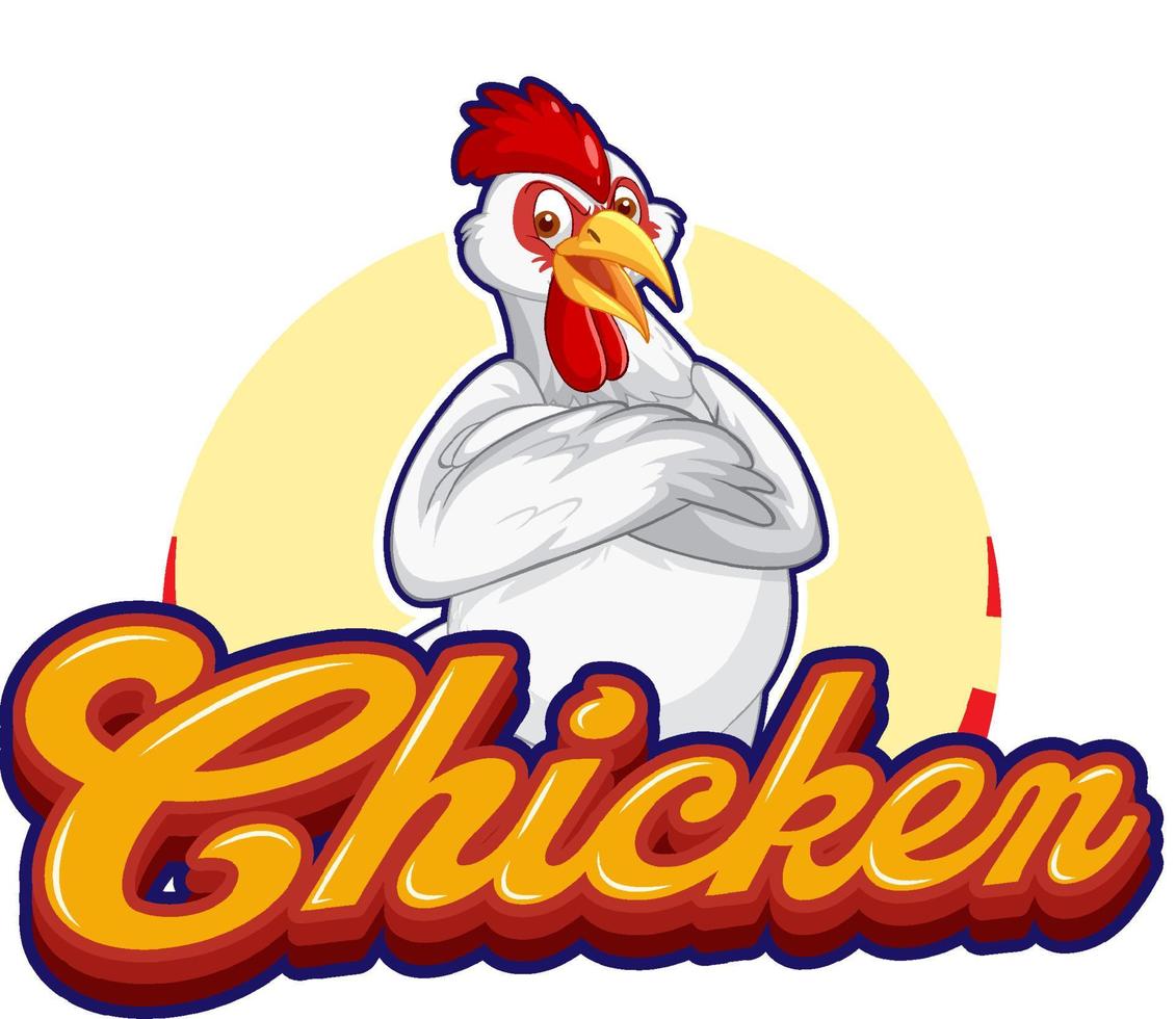 logo de personnage de dessin animé de poulet blanc vecteur