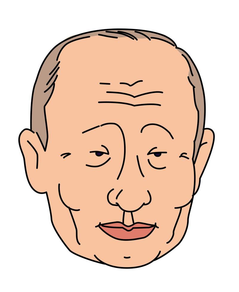 caractère mongol, asiatique. vecteur. illustration de la tête. style plat. logo président poutine. caricature d'homme politique. vecteur