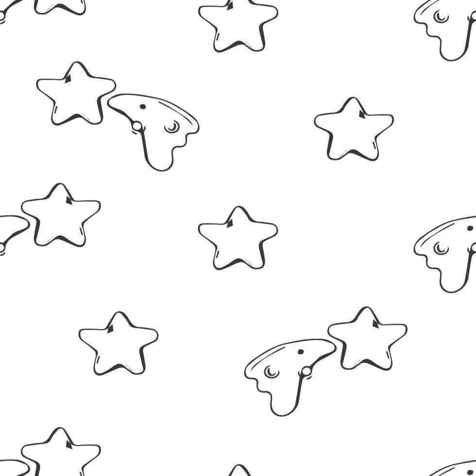 conception d'impression de motif harmonieux d'espace pour les enfants avec étoile, comète. design pour tissus de mode, graphisme textile, imprimés. noir sur blanc. vecteur