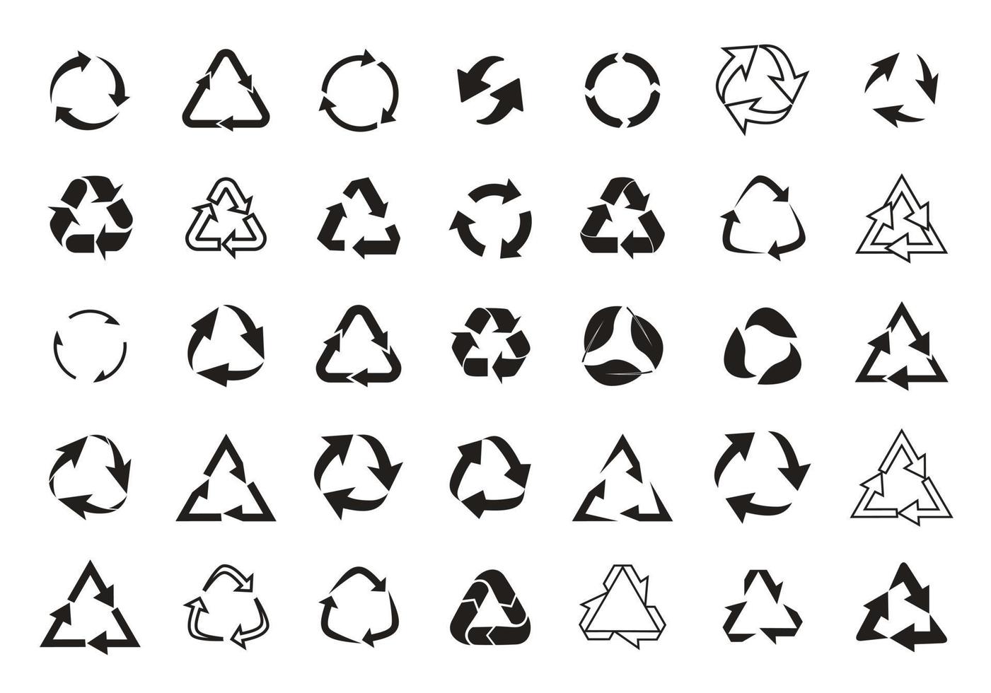 grand ensemble d'icônes de recyclage. flèches circulaires. icônes de rafraîchissement de vecteur. vecteur