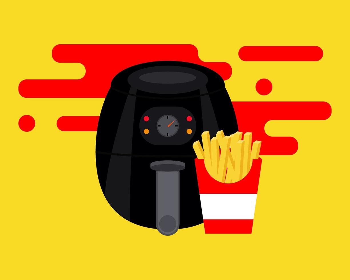 outil de cuisine friteuse à air. frites. style de vecteur de dessin animé pour votre conception.