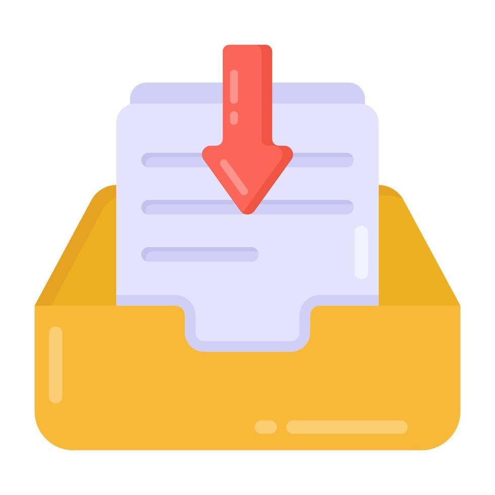 document à l'intérieur de l'enveloppe indiquant l'icône plate du courrier électronique vecteur