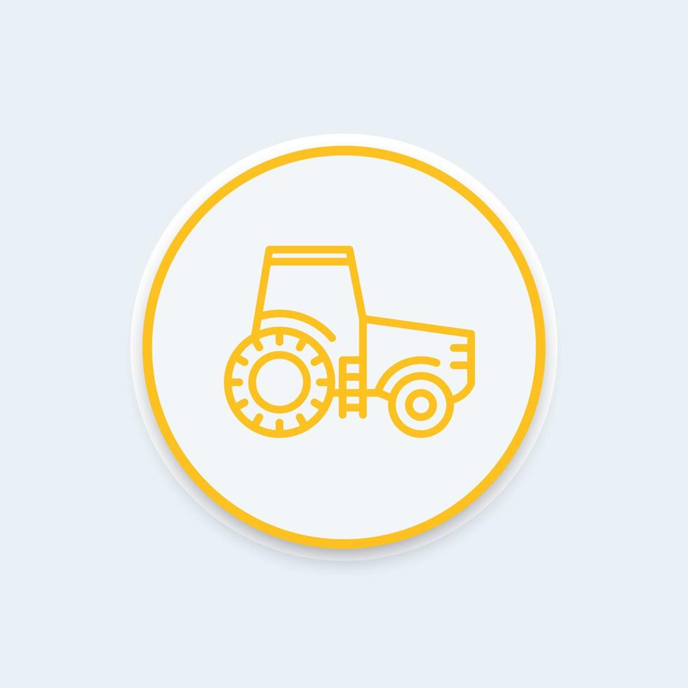 icône de ligne de tracteur, vecteur agrimoteur, véhicule d'ingénierie, icône ronde de tracteur agricole, illustration vectorielle