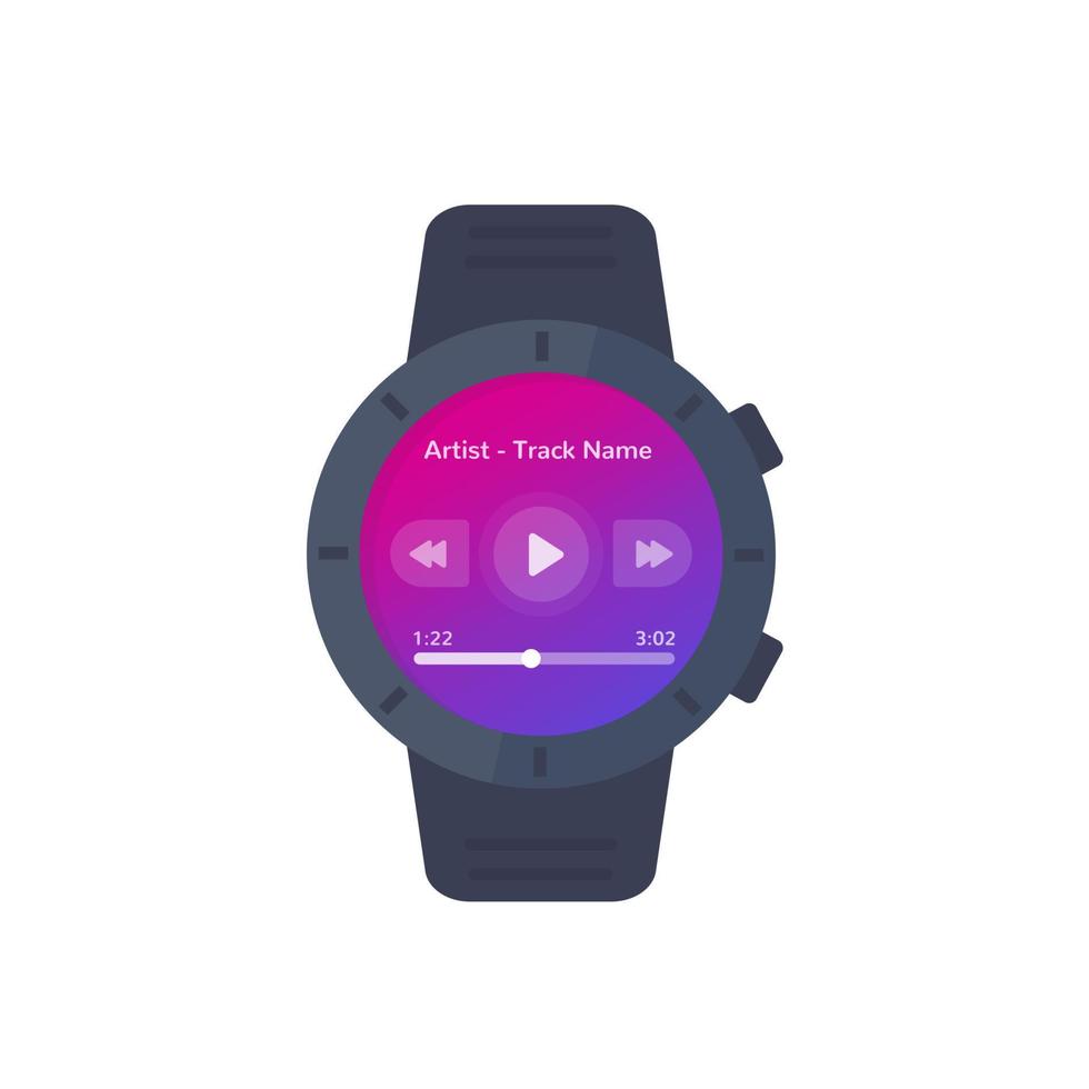 interface utilisateur du lecteur de musique pour montre intelligente, conception d'interface vectorielle vecteur