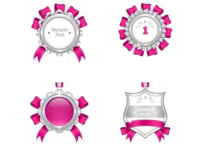 Pack de vecteur médaille de luxe rose et argent