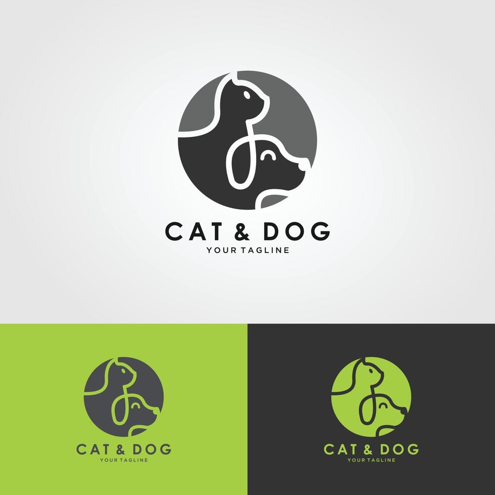 vecteur de conception de logo de chien et de chat.