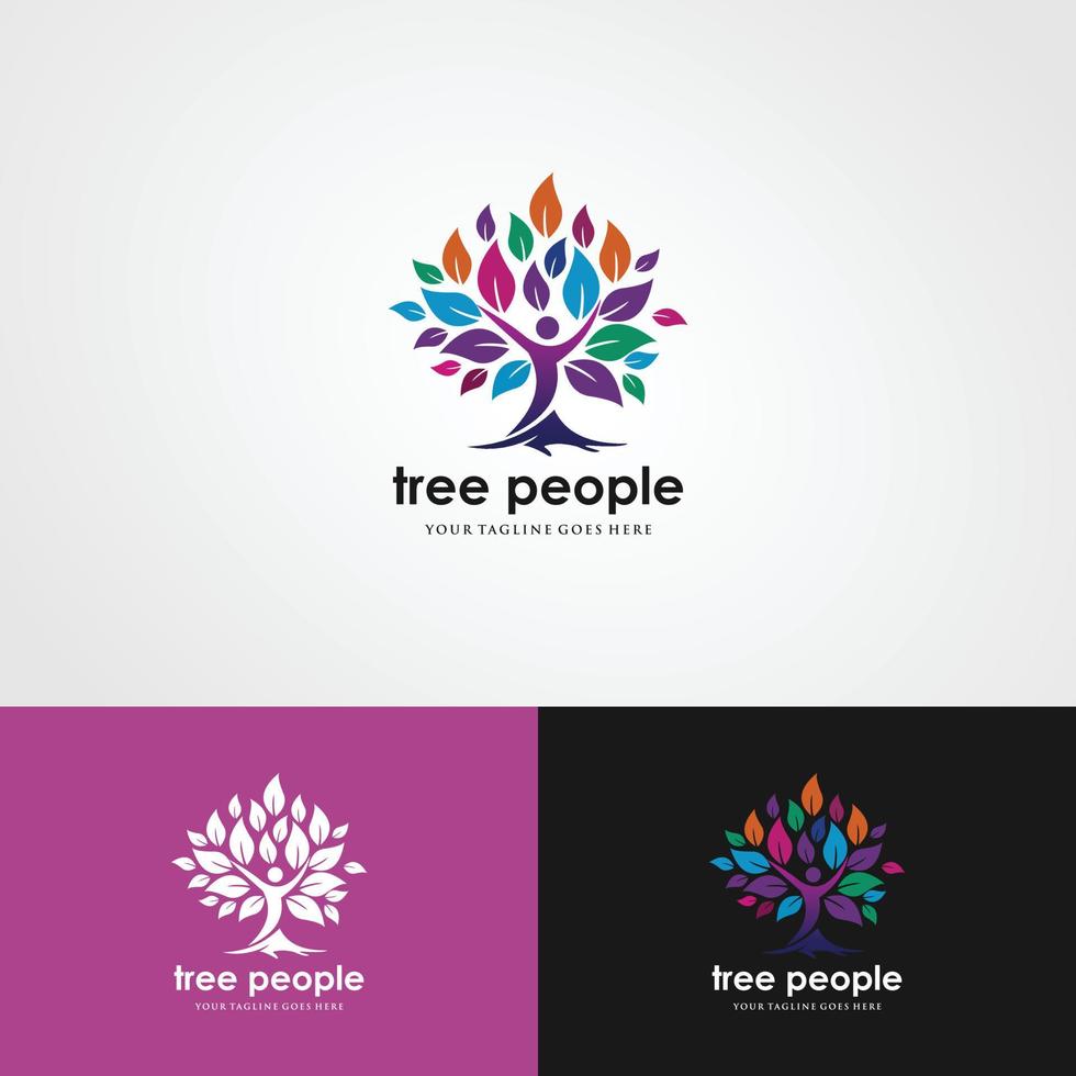 modèle de conception de logo de concept créatif arbre homme vecteur