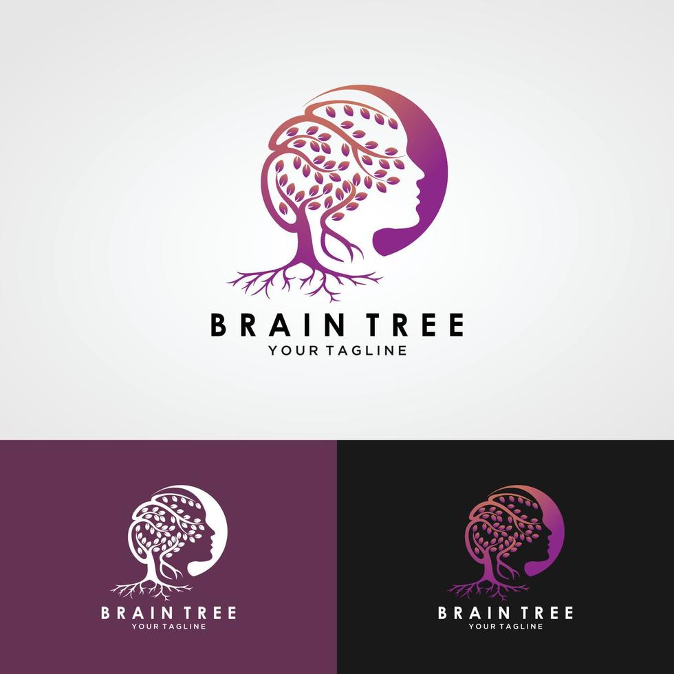 concept de logo de cerveau d'arbre. esprit humain, croissance, innovation, pensée, illustration de stock de symbole. vecteur