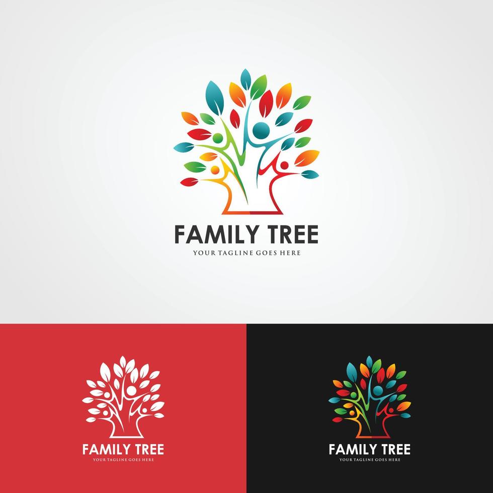 modèle de conception de logo de concept créatif arbre homme vecteur