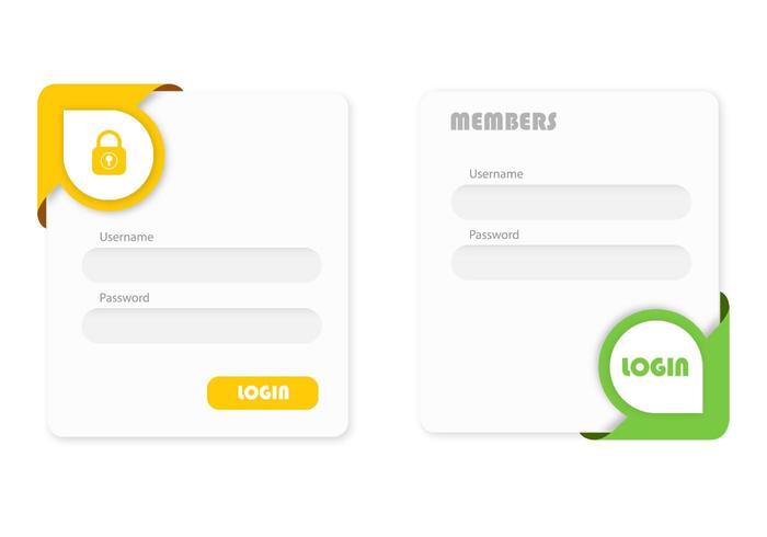 Bannières de coin et pack Vector Login
