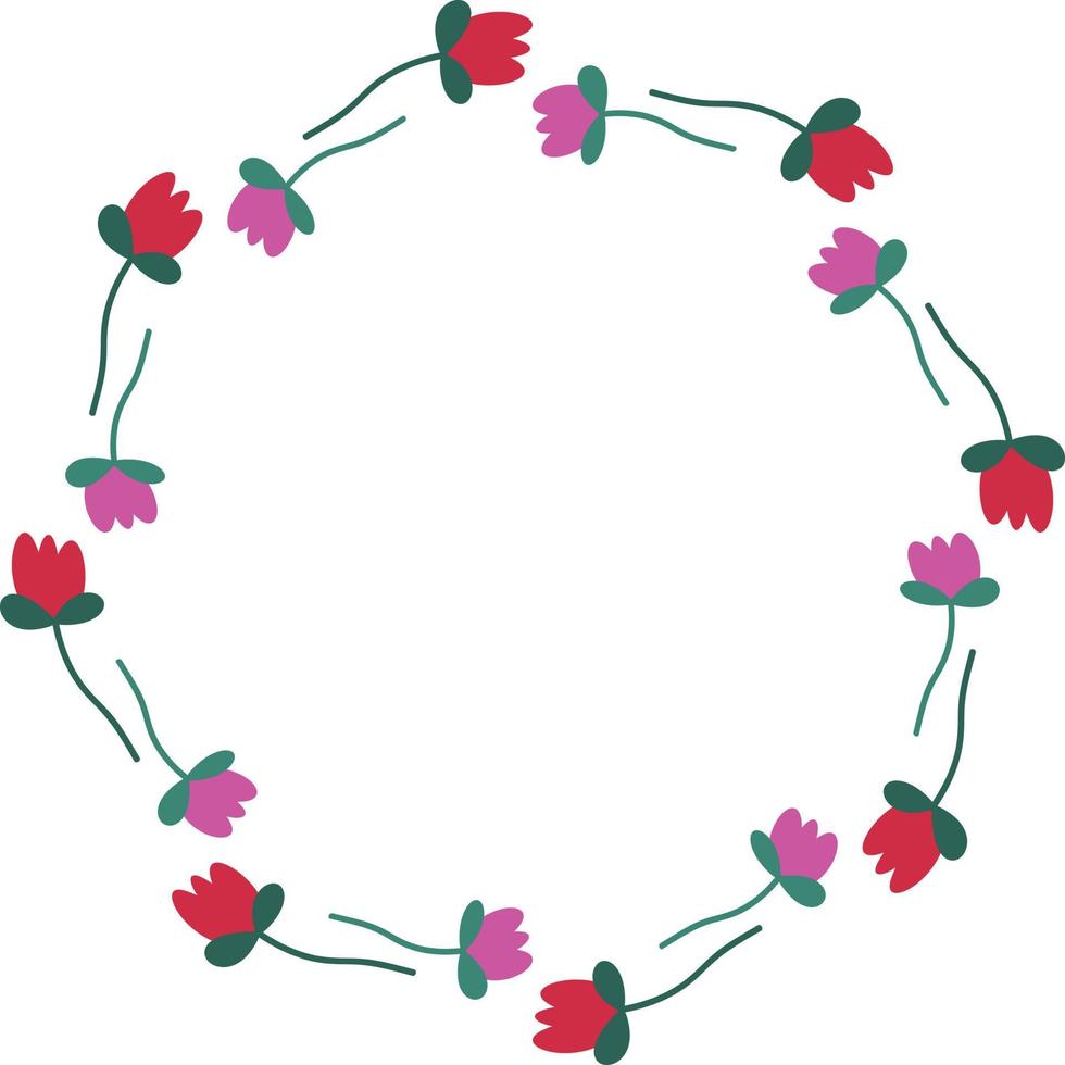 conception de cadre circulaire à motif de fleurs, élément de bordure avec création de fleurs. vecteur