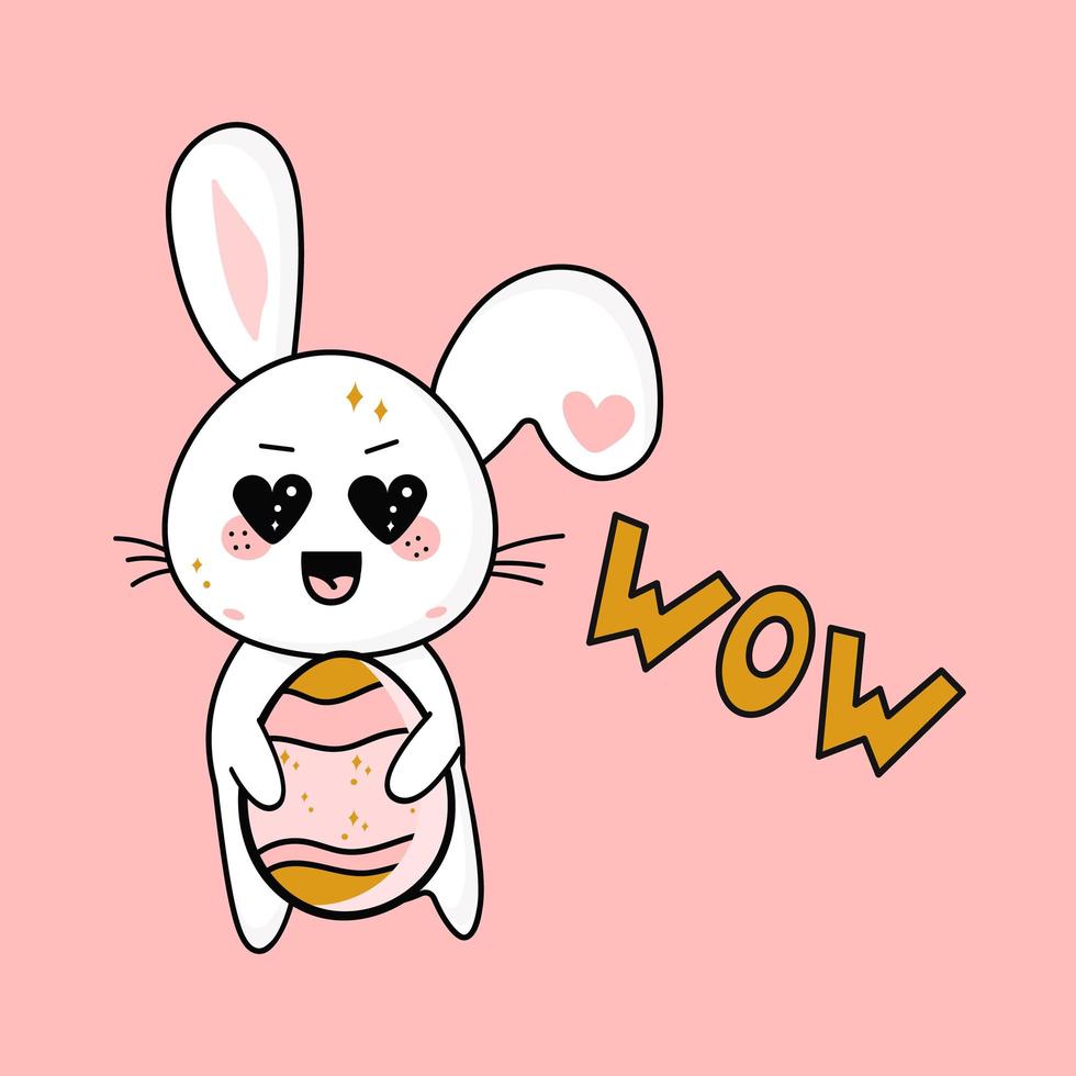 lapin de pâques dans le style de dessin animé de vecteur kawaii avec oeuf  5979554 Art vectoriel chez Vecteezy