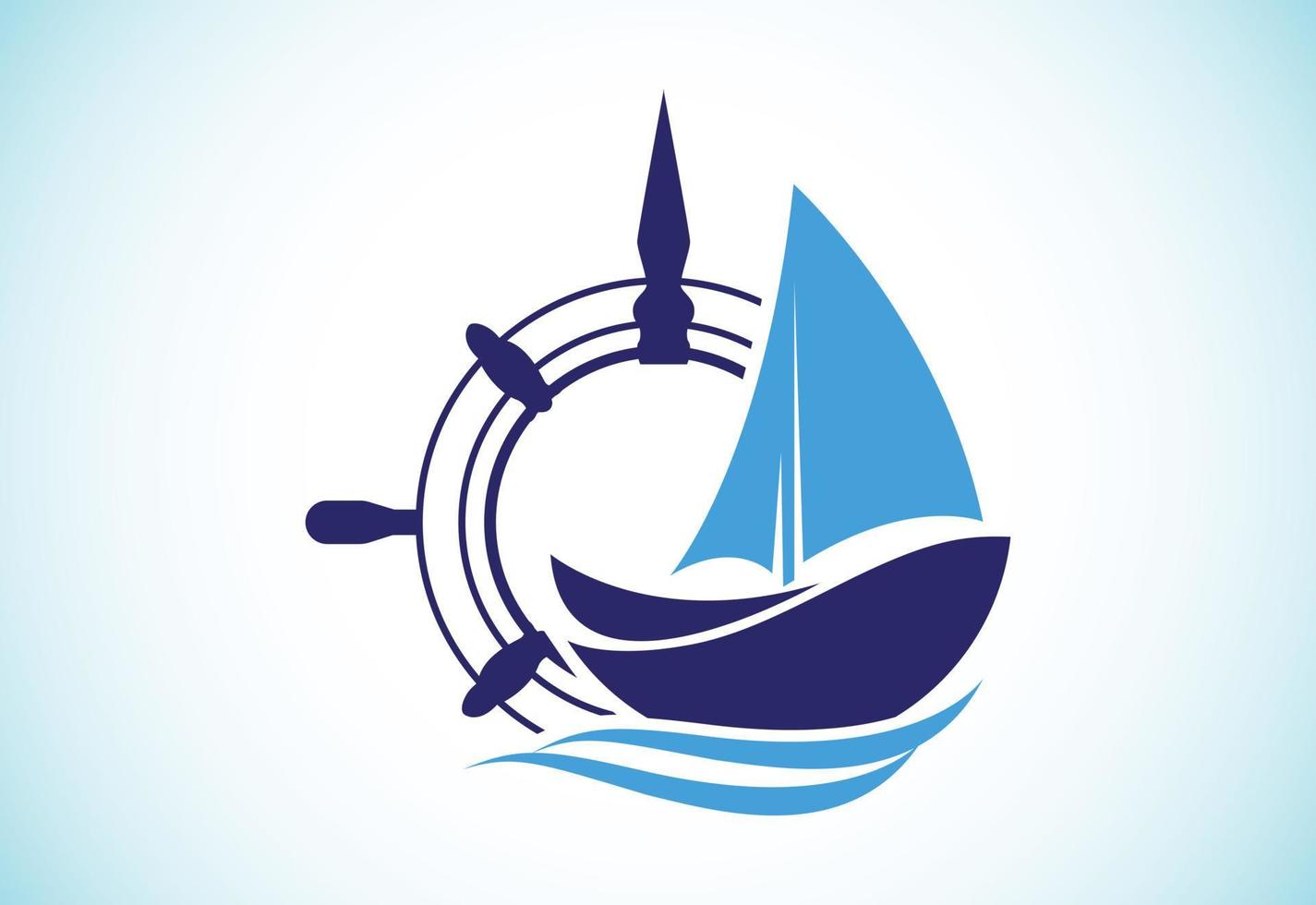 modèle de conception de logo de navire, de croisière ou de bateau, symbole de signe d'icône de yacht avec illustration vectorielle de vagues de l'océan vecteur