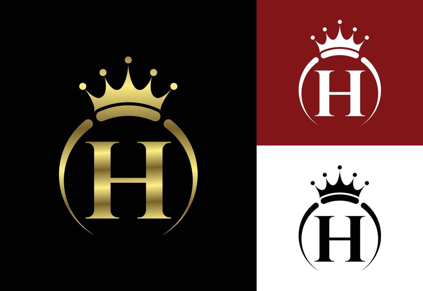 alphabet monogramme h initial avec une couronne. symbole de luxe royal, roi, reine. emblème de la police. vecteur