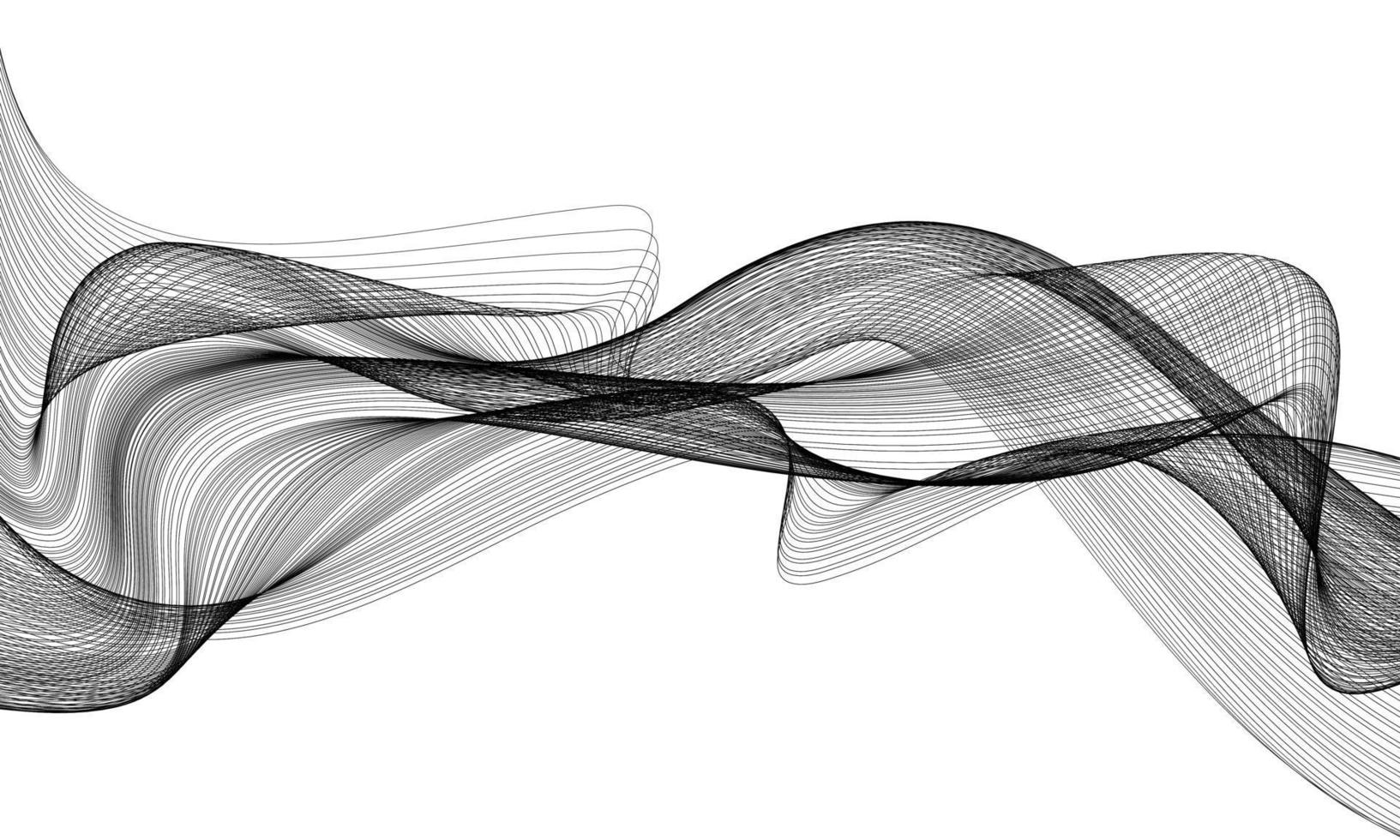 vague de courbe de lignes noires abstraites sur le vecteur de fond blanc