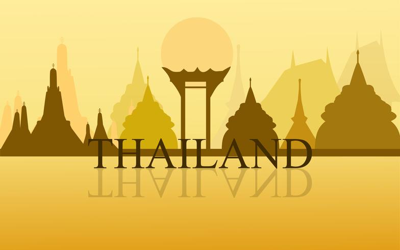 Thaïlande Amazing Tourism vecteur de conception couleur or temple or wat. Illustration graphique signe art thaïlandais.