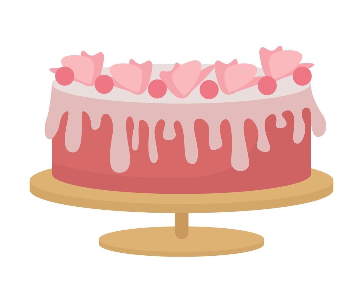gâteau décoré pour la fête objet vectoriel de couleur semi-plat
