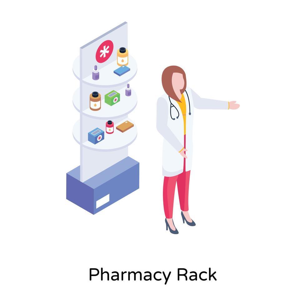 un support de pharmacie en illustration isométrique moderne vecteur