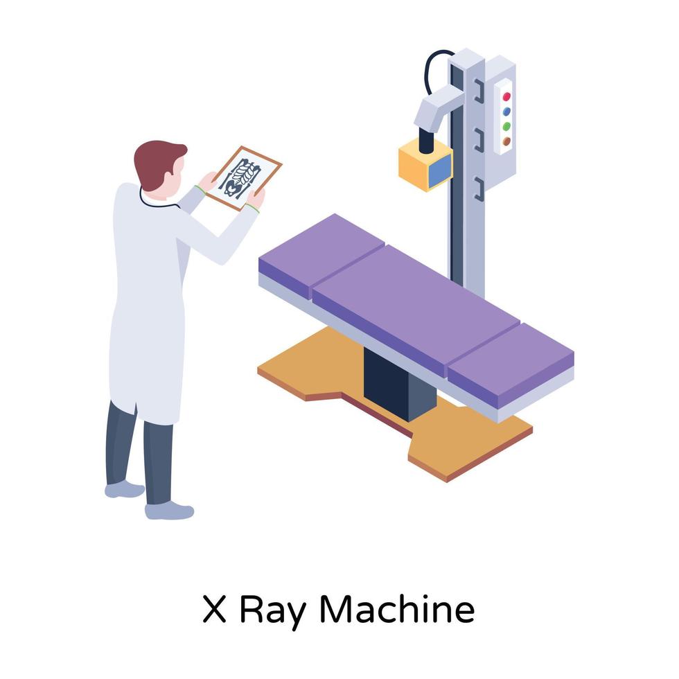 machine à rayons x, vecteur d'illustration isométrique