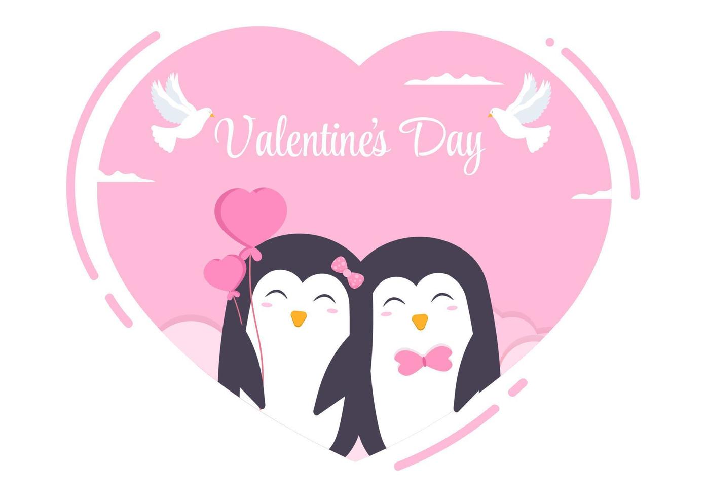 joli couple animal pingouin happy valentine's day illustration design plat qui est commémorée le 17 février pour l'amour carte de voeux vecteur
