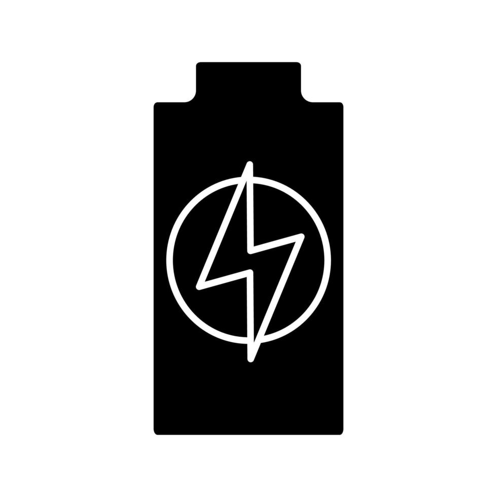 icône de glyphe de charge de la batterie. indicateur de niveau de batterie. symbole de la silhouette. espace négatif. illustration vectorielle isolée vecteur