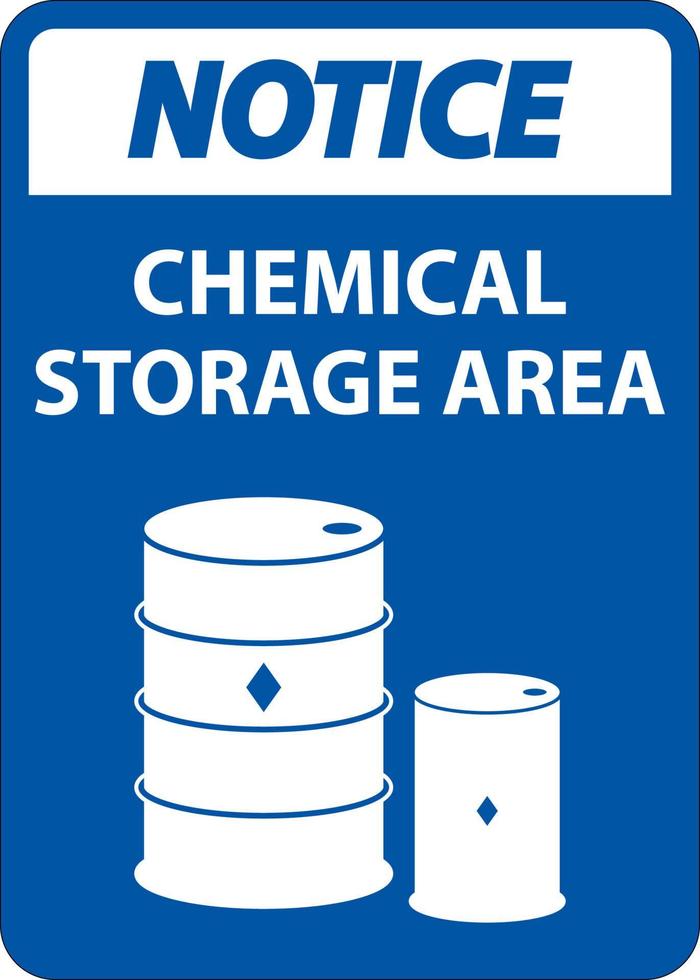 Avis zone de stockage de produits chimiques signe sur fond blanc vecteur